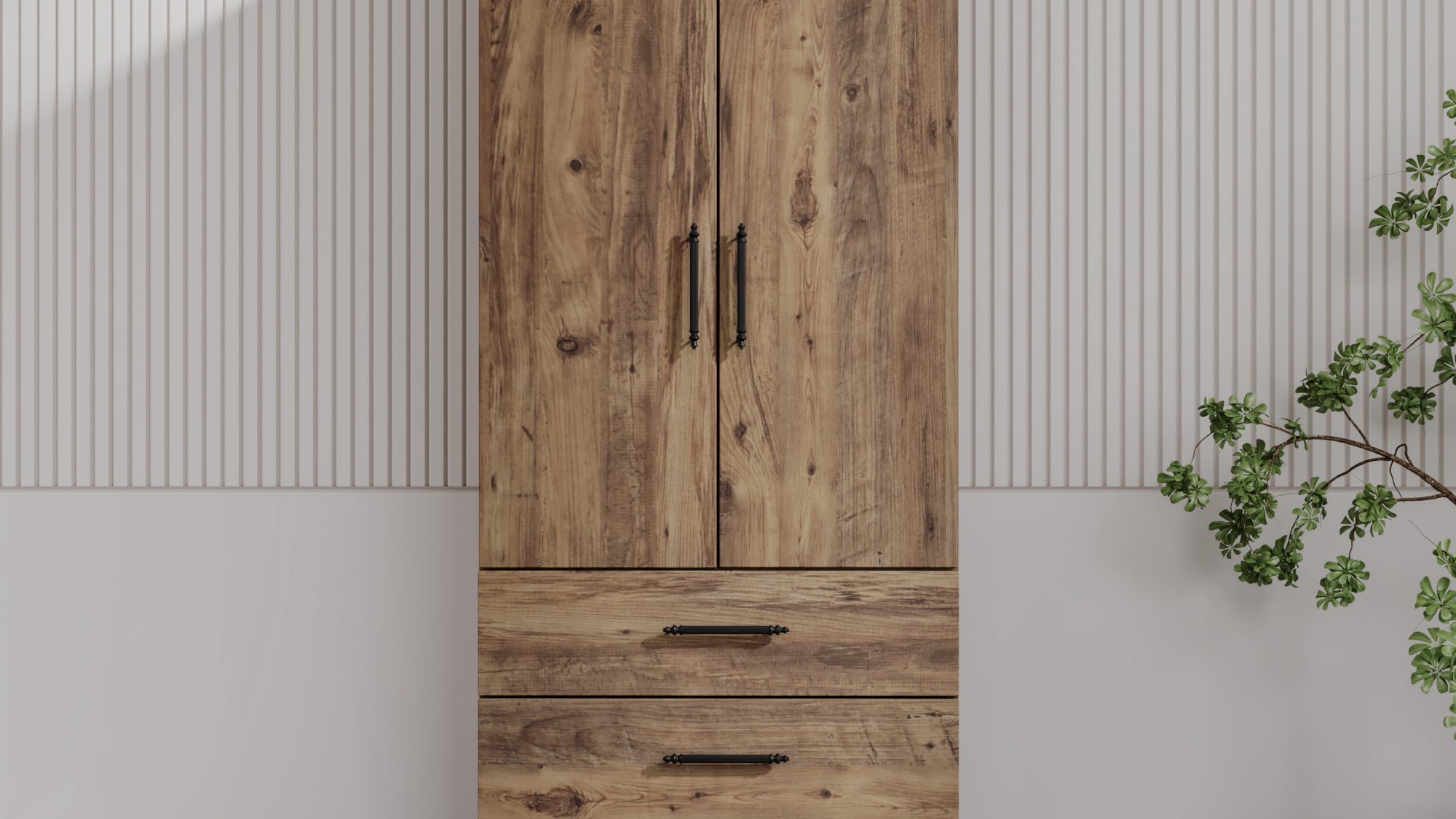 ASRASAN LÜKS 2 KAPILI ATLANTİK ÇAM DOLAP 