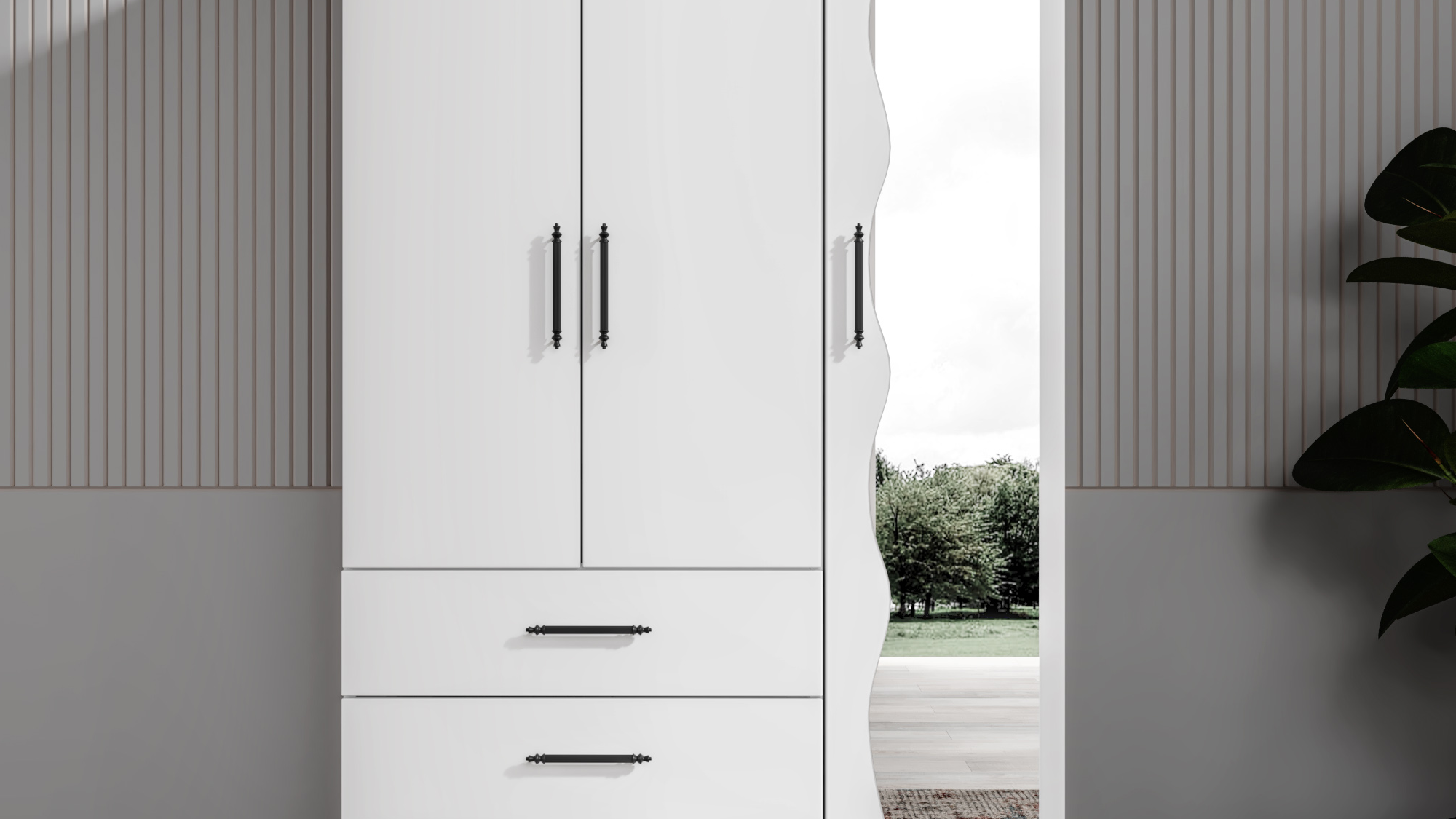 ASRASAN LÜKS 3 KAPILI AYNALI BEYAZ DOLAP 